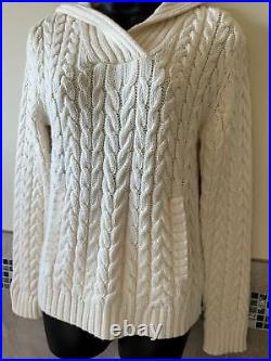 NWOT RALPH by RALPH LAUREN Ivory Thick Cable Knit Sweater Hood SZ M