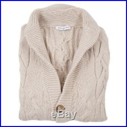 NWT $1225 BALLANTYNE Cable Knit Cashmere Shawl Collar Cardigan Sweater M (Eu 50)