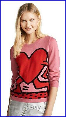 NWT 2019 Alice Olivia x Keith Haring Chia Pink Heart Sweater $395 Medium 8 10