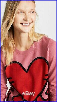 NWT 2019 Alice Olivia x Keith Haring Chia Pink Heart Sweater $395 Medium 8 10