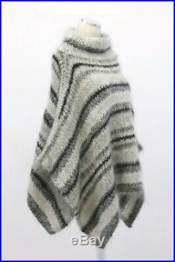 NWT$2145 Brunello Cucinelli Women Soft Mohair Knit Striped Poncho Sweater M A191