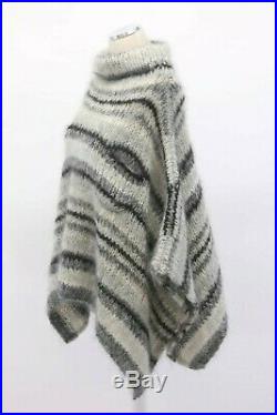NWT$2145 Brunello Cucinelli Women Soft Mohair Knit Striped Poncho Sweater M A191