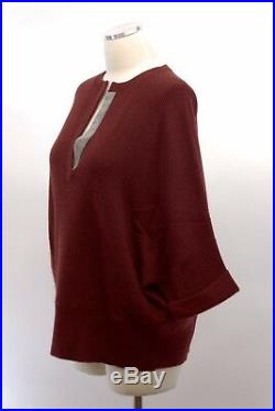 NWT$2895 Brunello Cucinelli 100%Cashmere Monili Bead Collar Tunic Sweater M A176