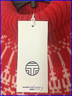NWT $298 Tory Burch Sport L Merino Wool Fairisle Turtleneck Sweater Red Mountain
