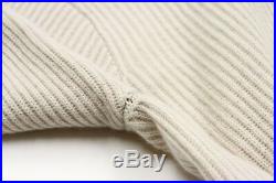 NWT$3175 Brunello Cucinelli 100% Cashmere Chunky Rib Knit 1/2 Zip Sweater M A181