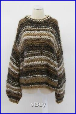 NWT$3345 Brunello Cucinelli Womens Chunky Mohair-Wool Knit Sequin Sweater M A191