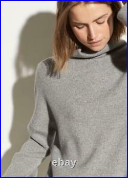 NWT $345 Vince Funnel Neck Cashmere Blend Sweater in Medium Gray L