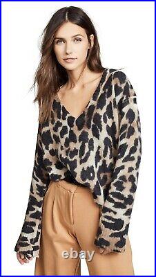 NWT 360 Cashmere Geraldine Leopard Print V-Neck Sweater Size XS, S, M $460