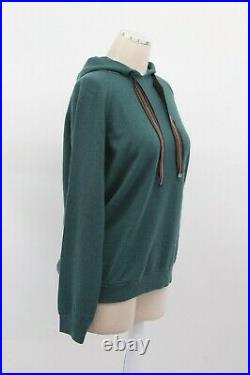 NWT$3725 Brunello Cucinelli Women 100% Cashmere Hoodie WithBead Drawstrings M A191