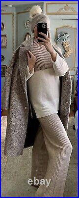 NWT Ann Taylor Beige Cream Wool Blend Sweater With Cashmere Beanie Size M