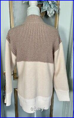 NWT Ann Taylor Beige Cream Wool Blend Sweater With Cashmere Beanie Size M