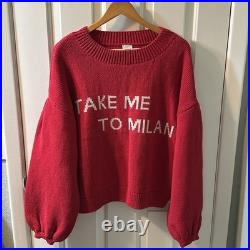 NWT Anthropologie MAEVE Sweater Take Me To MILAN RED 100% COTTON Med