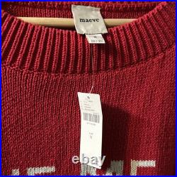 NWT Anthropologie MAEVE Sweater Take Me To MILAN RED 100% COTTON Med