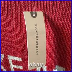 NWT Anthropologie MAEVE Sweater Take Me To MILAN RED 100% COTTON Med