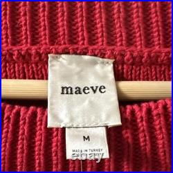 NWT Anthropologie MAEVE Sweater Take Me To MILAN RED 100% COTTON Med