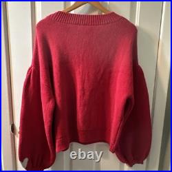 NWT Anthropologie MAEVE Sweater Take Me To MILAN RED 100% COTTON Med