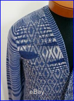 NWT Authentic MISSONI Blue 100% Cotton Knitted Cardigan Sweater M