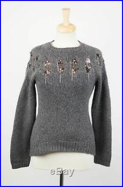 NWT BRUNELLO CUCINELLI Gray Cashmere Knitted Crewneck Sweater Size M