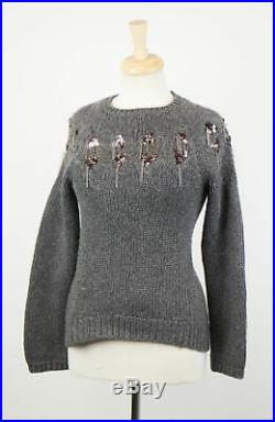 NWT BRUNELLO CUCINELLI Gray Cashmere Knitted Crewneck Sweater Size M