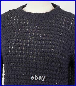 NWT BRUNELLO CUCINELLI Navy Blue Cashmere Blend Knit Sweater Size L