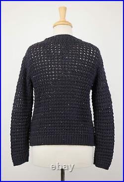 NWT BRUNELLO CUCINELLI Navy Blue Cashmere Blend Knit Sweater Size M $3025