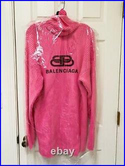 NWT Balenciaga Double B Logo Turtleneck Long Sweater Pink Size M Orig. $1290