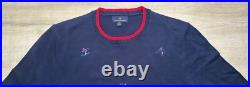 NWT Brooks Brothers Mens Sweater Navy Blue M Crew Neck Skier All Over Cotton