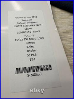 NWT Brooks Brothers Mens Sweater Navy Blue M Crew Neck Skier All Over Cotton