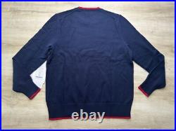 NWT Brooks Brothers Mens Sweater Navy Blue M Crew Neck Skier All Over Cotton