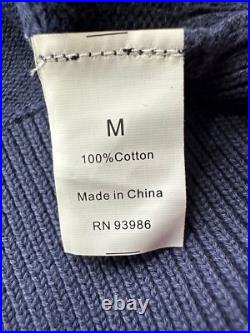 NWT Brooks Brothers Mens Sweater Navy Blue M Crew Neck Skier All Over Cotton