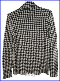NWT CHAPS Women's Blazer Sweater Cardigan Zip Houndstooth Brown Black Size M $99
