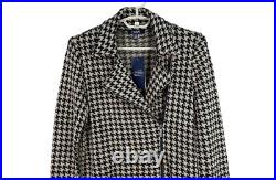 NWT CHAPS Women's Blazer Sweater Cardigan Zip Houndstooth Brown Black Size M $99