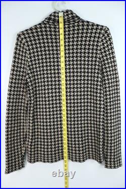 NWT CHAPS Women's Blazer Sweater Cardigan Zip Houndstooth Brown Black Size M $99