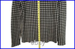 NWT CHAPS Women's Blazer Sweater Cardigan Zip Houndstooth Brown Black Size M $99
