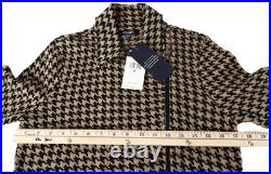 NWT CHAPS Women's Blazer Sweater Cardigan Zip Houndstooth Brown Black Size M $99