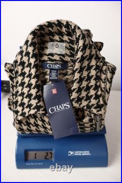 NWT CHAPS Women's Blazer Sweater Cardigan Zip Houndstooth Brown Black Size M $99