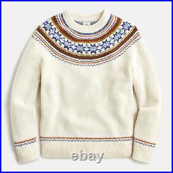 NWT J Crew 100% Lambs Wool Yoked Nordic Fair Isle Cream Sweater (Various Sizes)