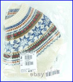 NWT J Crew 100% Lambs Wool Yoked Nordic Fair Isle Cream Sweater (Various Sizes)