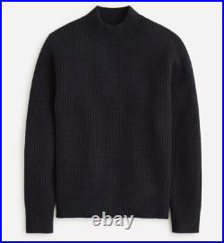 NWT J Crew 100% Wool Ribbed Mockneck Sweater in Darkest Indigo Blue