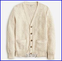 NWT J Crew Heritage Cotton Pointelle-Stitch Button Cardigan Cream Ivory Sweater