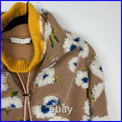 NWT Karlie Floral Fleece Pullover Sweater Tan Yellow Medium