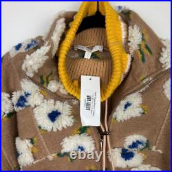 NWT Karlie Floral Fleece Pullover Sweater Tan Yellow Medium