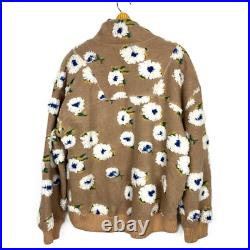 NWT Karlie Floral Fleece Pullover Sweater Tan Yellow Medium