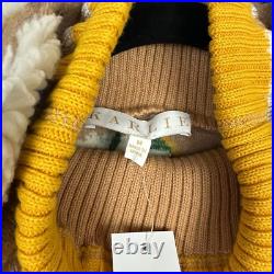NWT Karlie Floral Fleece Pullover Sweater Tan Yellow Medium