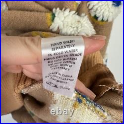 NWT Karlie Floral Fleece Pullover Sweater Tan Yellow Medium