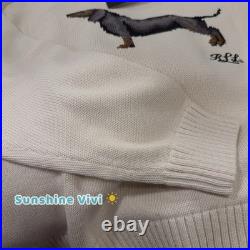 NWT Lauren Ralph Lauren Intarsia Dachshund dog Chalk Cotton Sweater Choose Size NWT Lauren Ralph Lauren Intarsia Dachshund dog Chalk Cotton Sweater Choose Size