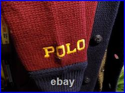 NWT Limited Edition Polo Ralph Lauren Pwing Varsity Letterman Shawl Cardigan