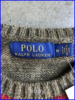 NWT Polo Ralph Lauren National Park Hiking Bear Wool Sweater Medium Brown