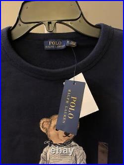 NWT Polo Ralph Lauren Women's Polo Bear Fleece Sweatshirt in Navy Size M
