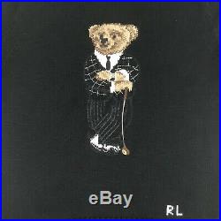 NWT Ralph Lauren Biltmore Golfing Polo Bear Mens M Black Crewneck Sweater $398